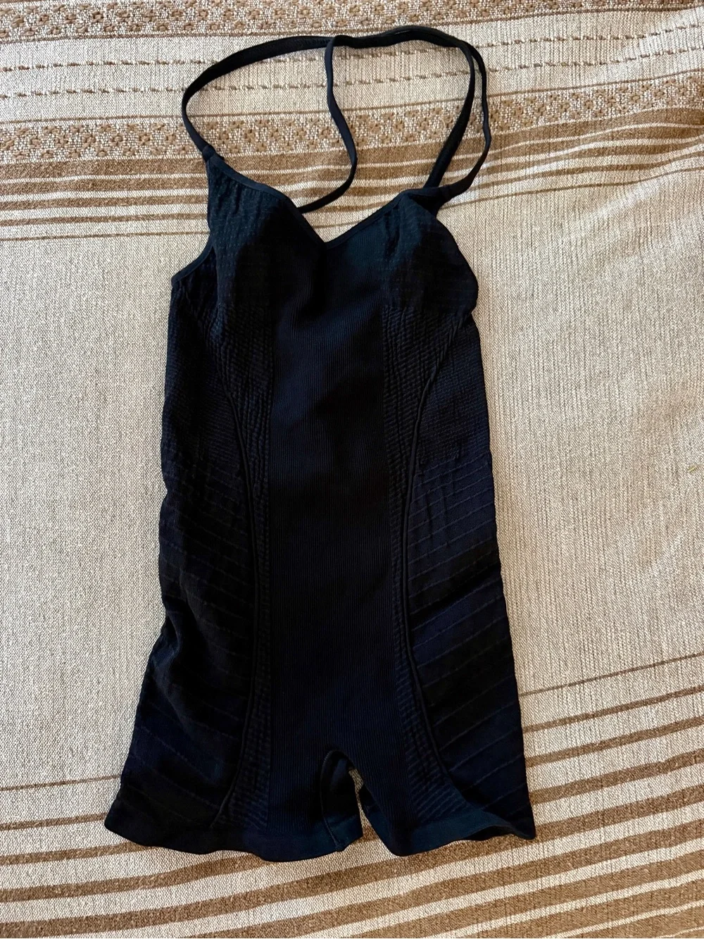 NWT Intimately Free People Round Two Pique Open Back Bodysuit XS/S Black